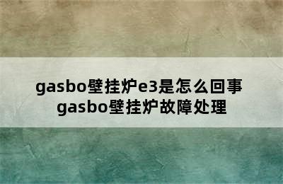 gasbo壁挂炉e3是怎么回事 gasbo壁挂炉故障处理